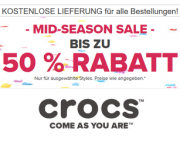 Mid Season Sale bei CROCS mit bis zu 50% Rabatt auf ausgew&auml;hlte Modelle! Versandkostenfrei!
