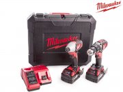 Milwaukee 18-V-Set mit Akku-Schlagbohrschrauber + Akku-Schlagschrauber + 2x 4,0-Ah-Akku im Koffer