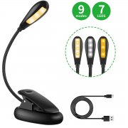 Minger LED-Leselampe: aufladbare Klemmleuchte (9 Helligkeits-Stufen)