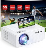 Mini Beamer Native 1080P, 9800Lux (kompatibel mit TV Stick, HDMI, AV, VGA, USB, PS5, Smartphone)