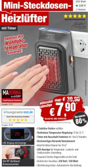 Mini-Steckdosen-Heizl&uuml;fter mit Timer, 350 W f&uuml;r 12,80&euro; incl. VSK statt 44,80&euro;