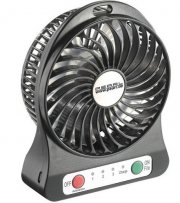 Mini Ventilator 2in1-USB/Akku-Tisch-Ventilator mit LED-Leuchte Tragbar Schwarz
