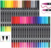 MISDUWA 36 Farben Pinselstifte mit Zwei Spitzen Doppelfasermaler