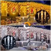MOJINO 14 Meter Outdoor Eisregen LED Lichterkette Kalt- & Warmwei&szlig;