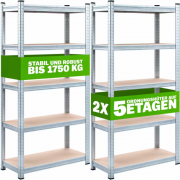 Monzana 2er-Set Schwerlastregale 180x90x60cm mit 875 kg Tragkraft pro Regal