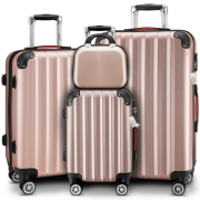 Monzana 4-teiliges Ros&eacute; Hartschalenkoffer-Set mit Beautycase