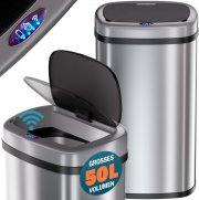 Monzana 50 Liter Edelstahl Sensor M&uuml;lleimer mit automatischer &Ouml;ffnung