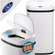 Monzana 58 Liter Sensor M&uuml;lleimer Edelstahl Wei&szlig;/Creme