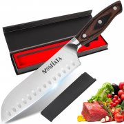 MOSFiATA 7-Zoll Santokumesser mit Holzgriff in Geschenkbox