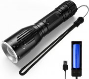 MOWETOO Taktische Wiederaufladbare LED Taschenlampe inkl. Akku und Ladeger&auml;t