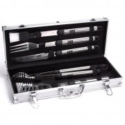 MSV Grillkoffer mit 5-teiligen Edelstahl Profi Grillbesteck