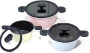 Mulex Topf-Set &raquo;Happiness&laquo;, Aluminiumguss, (Set, 6-tlg., 3 Kocht&ouml;pfe, 3 Deckel)