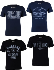 Mustang 4er Pack Herren T-Shirt mit Frontprint und Rundhalsausschnitt