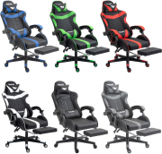 MUWO FusionX E-Sports Gamingstuhl mit Fu&szlig;st&uuml;tze, Kopfkissen und Lendenkissen in 6 Farben
