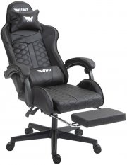MUWO FusionX E-Sports Gamingstuhl mit Fu&szlig;st&uuml;tze, Kopfkissen und Lendenkisten in schwarz