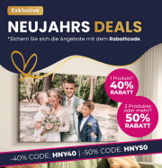 Neujahrs Deals mit 40% Rabatt auf 1 Produkt oder 50% Rabatt ab 2 Produkte bei Lieblingsfoto