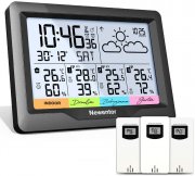 Newentor Funk Wetterstation mit 3 Indoor Outdoor Au&szlig;ensensoren
