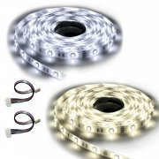 NINETEC 5m Stripe Leuchtband Warmwei&szlig; oder Kaltwei&szlig; mit 30 LED pro Meter 