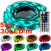 NINETEC Flash30 5m LED Stripe RGB + Fernbedienung Dimmbar IP20