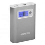 NINETEC PowerDrive 13.400 mAh Power Bank mit 16GB Speicher in silber