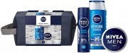 Nivea Men Travel Buddy Set mit Deo Spray, Pflegeshampoo, Feuchtigkeitscreme und Kulturtasche