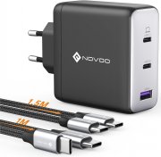 NOVOO 3-Port GaN Ⅲ 120W USB Netzteil und Schnellladeger&auml;t mit 2 PD 100W USB C Ladekabel