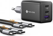 NOVOO 3-Port GaN Ⅲ 67W USB C Netzteil und Schnellladeger&auml;t mit 2 PD 100W USB C Ladekabel