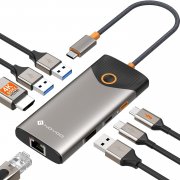 NOVOO 7-in-1 USB C Hub 100W PD Gigabit Ethernet Docking Station