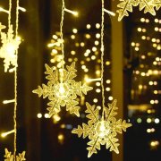 NPHIKAS 4 Meter LED Schneeflocke Lichtervorhang f&uuml;r Innen und Au&szlig;en