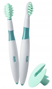 NUK 10256205 - Zahnpflege-Lernset, 2-teilig, Putzlernstift und Putztrainer inkl. Schutzring