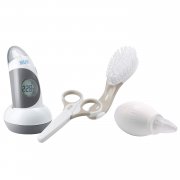 NUK Pflege-Set mit je 1x Baby Thermometer 2in1, Nagelschere, Babyb&uuml;rste, 1x gratis Nasensauger