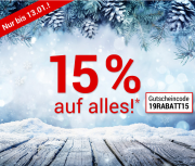 Bis 13.01.19 15% Rabatt auf Ihren gesamten Einkauf ab 30.- &euro; Bestellwert!