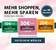 Nur heute 10 &euro;, 20 &euro; oder 30 &euro; Staffelrabatt auf das komplette Sortiment bei Jeans Direct