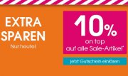 Nur heute 10% Extra-Rabatt auf alle bereits reduzierte Sale-Artikel im Babymarkt