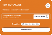 Nur heute 12% Rabatt auf die komplette Sortiment im Babymarkt