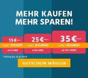 Nur heute 15 &euro;, 25 &euro; oder 35 &euro; Staffelrabatt auf das komplette Sortiment bei Jeans Direct