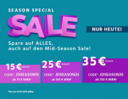 Nur heute 15 &euro;, 25 &euro; oder 35 &euro; Staffelrabatt auf das komplette Sortiment bei Jeans Direct