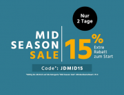 Nur heute 15% Extra-Rabatt auf alle bereits reduzierte Artikel im Mid Season Sale bei Jeans Direct