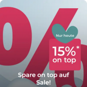 Nur heute 15% Extra-Rabatt auf alle bereits reduzierte Sale-Artikel im Babymarkt