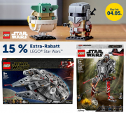 Nur heute 15% Extra-Rabatt auf alles von LEGO Star Wars bei MyToys