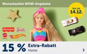 Nur heute 15% Extra-Rabatt auf alles von Mattel im MyToys Shop