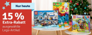 Nur heute 15% Extra-Rabatt auf ausgew&auml;hlte Artikel von Lego im MyToys Shop