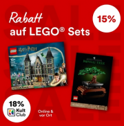 Nur heute 15% Rabatt auf ausgew&auml;hlten LEGO Sets oder 18% mit KultClub bei Thalia