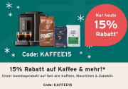 Nur heute 15% Rabatt auf das komplette Kaffee-Sortiment, Maschinen & Zubeh&ouml;r bei Tchibo