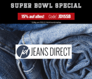 Nur heute 15% Rabatt auf das komplette Sortiment inkl. Sale bei Jeans Direct