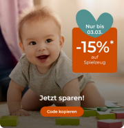 Nur heute 15% Rabatt auf das komplette Spielzeug-Sortiment im Babymarkt