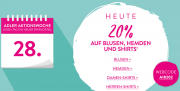 Nur heute 20% auf Blusen, Hemden und Shirts f&uuml;r Damen und Herren im Adler Shop