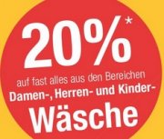 Nur heute 20% auf Damen- Herren- und Kinderw&auml;sche bei Galeria Kaufhof 