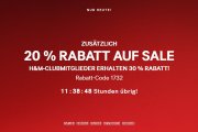 Nur Heute: 20% bis 30% extra Rabatt auf Sale bei H&M