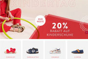 Nur heute 20% Extra-Rabatt auf alle Kinderschuhe bei Mirapodo